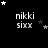 Black background with white text 'nikki sixx' repeated in three , surrounded by small stars that change position across frames