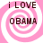 Four identical pixelated icons arranged in a , each featuring pink and white spiral background with 'i LOVE OBAMA' text