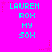 Pixelated cyan text on bright pink background with scattered red star shapes, repeated in a