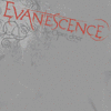 Red handwritten text 'EVANESCENCE' on a light gray background with faint sketchy outlines of figures.