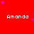Red background with repeated white text "Amanda" and scattered purple stars, partially cropped on the right.