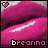Pixelated lips in pink and white with a heart icon, displaying 'breanna' text across showing subtle mouth position changes