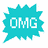 Three pixelated speech bubbles in cyan, pink, and green display 'OMG', 'LOL', and 'HOT' text on a white background.