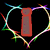 A static image with a black background featuring two heart-shaped outlines made of multicolored lines, containing text elements.
