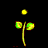 Four yellow and green floral designs on black background, two with spiral tops and two with circular tops.