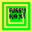 Green square icon with layered borders and pixelated text reading "Rissy Rox!" in black, displayed across four variations showing different border configurations.