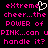 Pixelated pink text on black background with a white heart symbol replacing the 'e' in 'extreme' on the left side.