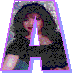 A person with dark hair and red lips wears a black top, visible through multiple A-shaped cutouts in a