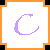 white with orange borders and black corner squares, featuring purple C-shaped lines with small orange stars; bottom includes black house-like symbols on some