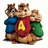 Pixelated cartoon chipmunks in a group pose with one wearing a red shirt featuring a yellow 'A' on white background.