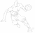 Static 50x48 pixel icon depicting a low-resolution grayscale stick figure in mid-action pose with one arm extended forward and the other bent behind, legs positioned for movement, holding an indistinct circular object.