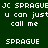 Green background with white pixelated text repeating 'JC SPRAGUE', 'u can just u can just call me', and 'SPRAGUE' in a pattern
