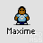 Pixel art character with brown skin, blue shirt, and silver chain appears in multiple states including full-body, close-up head, and text bubble variations.
