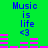 Green background with blue text reading "Music is life <3" and pink audio equalizer bars in two distinct configurations.