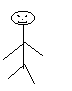 A stick figure with a round smiling face changes poses , showing different arm and leg positions while maintaining the same head shape