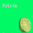 Green background with two identical pixelated lime slices below pink and white text reading 'Krisin' on the left and right.