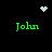 Pixelated green text 'John' appears in four corners of a black background, with white pixelated heart and starburst symbols at top center and top right.