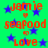 Green background with blue stars and red text reading 'jamie', 'seafood', 'love', and 'jamie' in a repeating pattern.