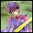 A pixelated anime-style character with purple hair and a colorful outfit holding a yellow staff, next to "Anime IM" text on a black background.