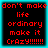 Four identical pixelated display red text on black background with cyan border, each reading "don't make life ordinary make it CrAzy!!!!!!!"