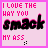 A 3x3 contact sheet of animated frames showing a pink-themed buddy icon with text "I LOVE THE WAY YOU smack MY ASS" and small heart or dot symbols changing across frames.