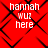 Red background with black geometric lines and white text reading 'hannah wuz here' in four identical quadrants.