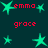 Green star-shaped icons and red text labels 'emma' and 'grace' arranged on a dark teal background.
