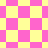 A static image of a pink and yellow checkered pattern with diamond-shaped sections and a pixelated appearance.