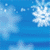 Blue background with white snowflakes and small white dots scattered across the image.