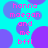 Pixelated cyan background with overlapping purple circles and repeated pink text reading 'hanna maegan and me bffl' in a pattern