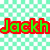 Green text on red outlines reads 'Jackh 234 loves chess' over a checkered background with swirling patterns and a pixelated chessboard section.