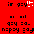 Red background with black pixelated text and a white heart symbol replacing the 'y' in 'gay' on the left side.