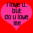 Two identical pink hearts on red background with black text reading 'i love u.. but do u love me' in pixelated font.