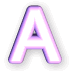 A contact sheet of 12 animated frames showing a stylized letter A in various 3D and flat configurations with purple color variations on a gray background.