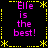 Pixelated text and border elements arranged in a pattern on black background with yellow and purple colors