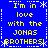 Blue background with yellow pixelated text reading "I'm in love with the JONAS BROTHERS!" repeated four times, bordered by white dashed lines and snowflake symbols.