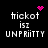 Pixelated text 'tickot isz UNPRiITTY' on black background with pink heart and dot animations.