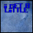 Blue pixelated text 'i GET LE' on textured blue background with additional words and a black heart icon appearing in different frames.