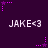 Purple background with repeated 'JAKE<3' text and pink star-shaped pixel art elements arranged in a pattern