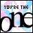 Two side-by-side pixelated display 'YOU'RE THE' text above large stylized letters with a pink and blue checkered background