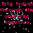 Pixelated text repeats across a black background with scattered white speckles, forming three of identical phrases