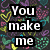 A four- of pixelated text and imagery with bold black-and-white lettering, colorful backgrounds, and a pink heart shape