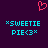 A static pixel art image with a dark purple background, featuring a pink heart outline at the top center and two identical cyan text blocks below.