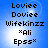 Blue background with white light effects and black pixelated text listing names in four