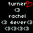 Pixelated text and symbols on black background with red heart symbol above 'turner' in left
