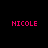 nine identical pink text labels on black background, each reading NICOLE in uppercase pixelated font