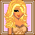 A 4x4 contact sheet of pixel art frames showing a blonde cartoon woman and text phrases on pink backgrounds with brown borders.