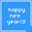 Blue square icon with white text 'happy new year<3' and a small heart symbol in the bottom-right corner.