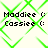 Pixelated text displays 'Maddie (' and 'Cassie (' over a green diamond background with visible pixelation and aliasing