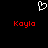 A static pixel art image with a white heart outline at the top center, two red 'Koylo' texts below on black background.